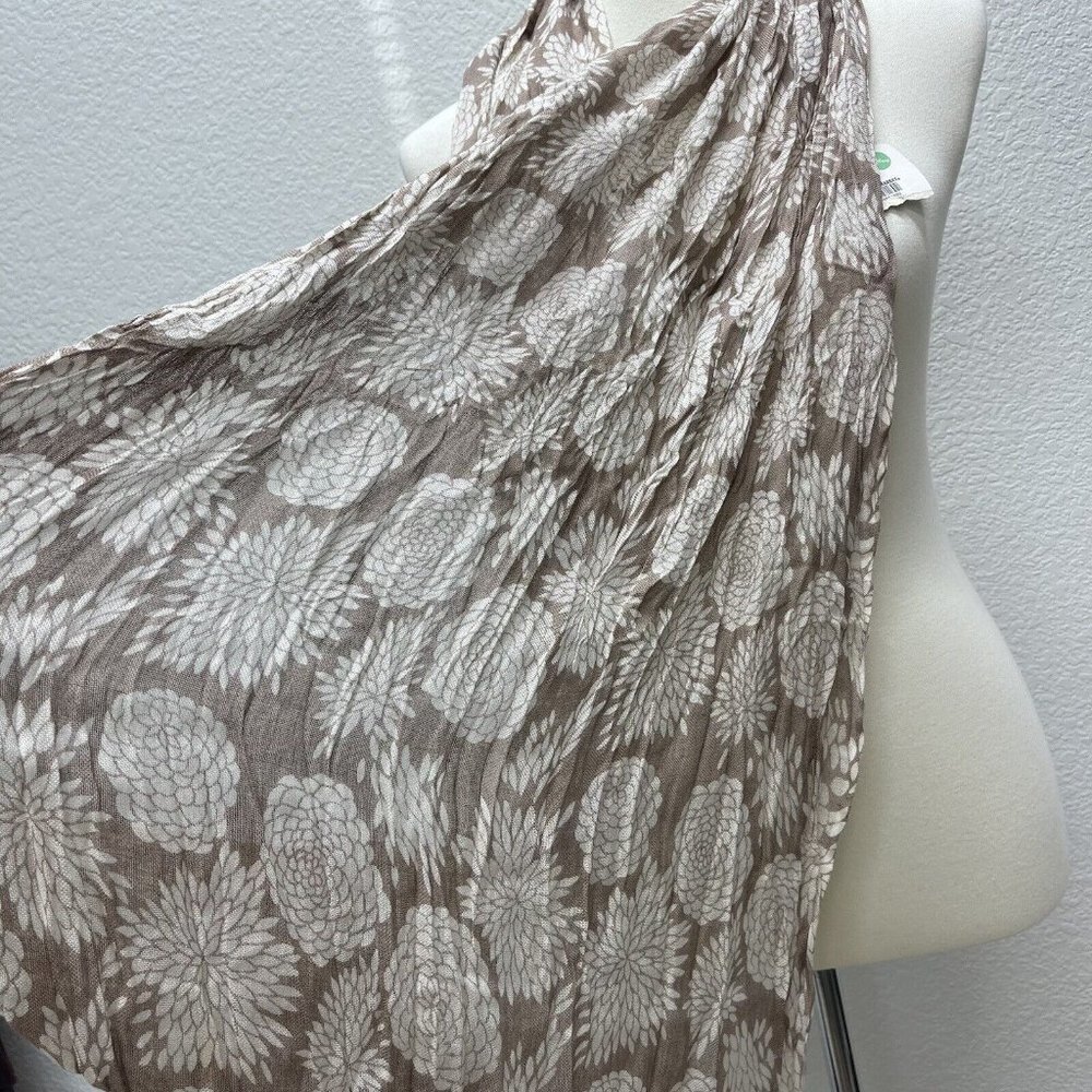 World Market Khaki Tan White Unity Scarf  100% Viscose Floral Print Design - Picture 2 of 6